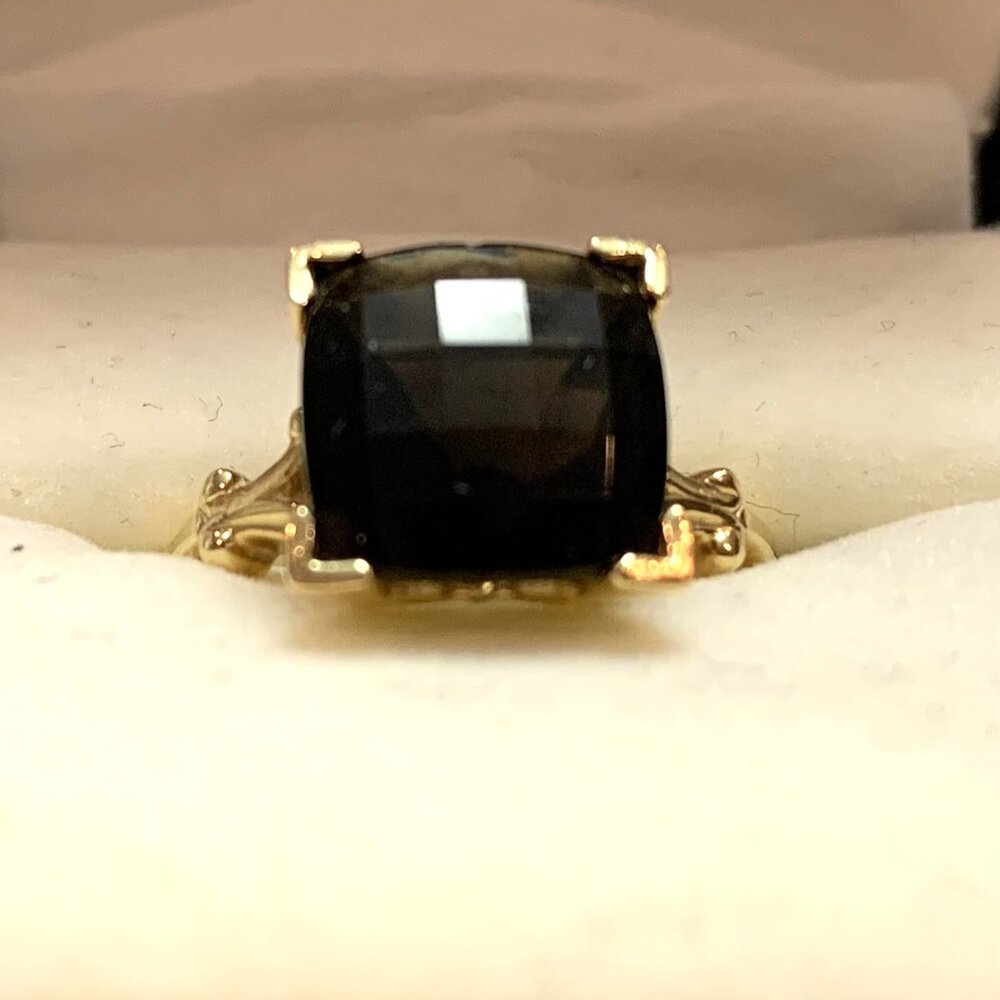 Genuine Brown Quartz Gold Ring